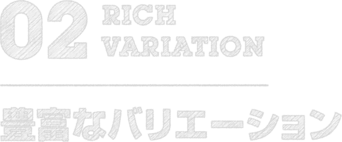 02 RICH VARIATION 豊富なバリエーション